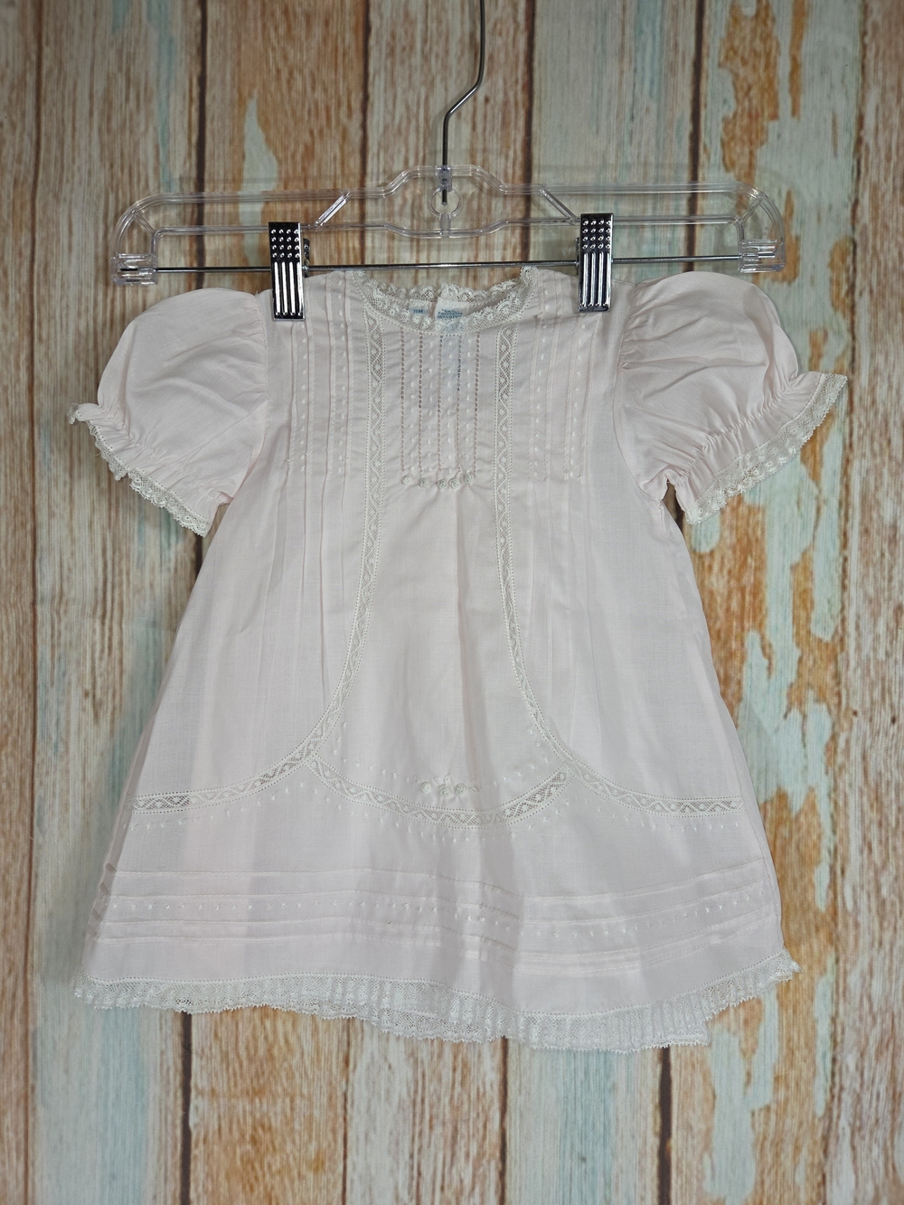 Feltman Brothers Soft Pink Embroidered Heirloom Dress W/slip. Size 9m